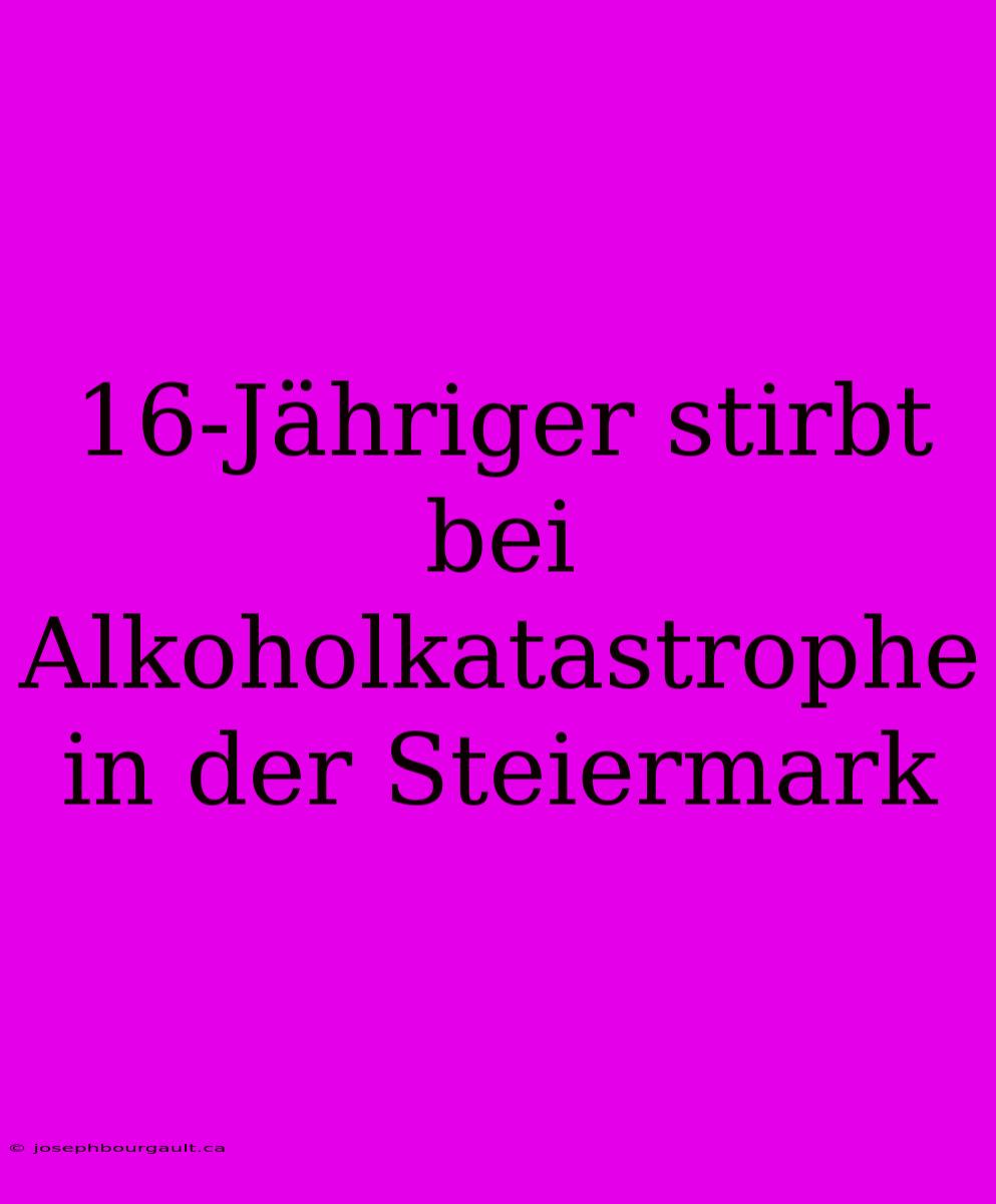 16-Jähriger Stirbt Bei Alkoholkatastrophe In Der Steiermark