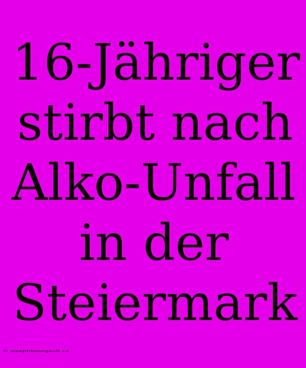 16-Jähriger Stirbt Nach Alko-Unfall In Der Steiermark