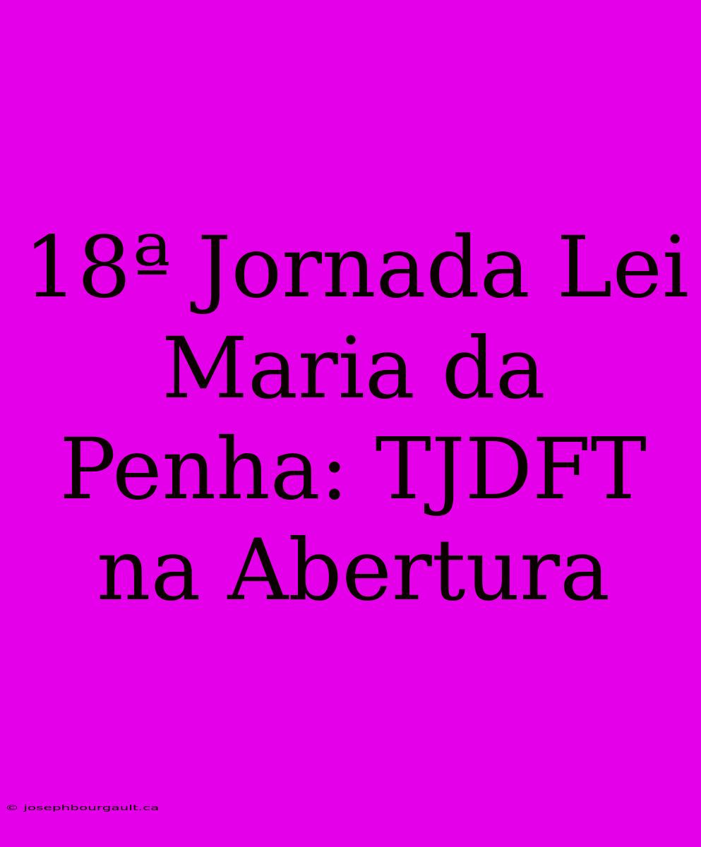 18ª Jornada Lei Maria Da Penha: TJDFT Na Abertura