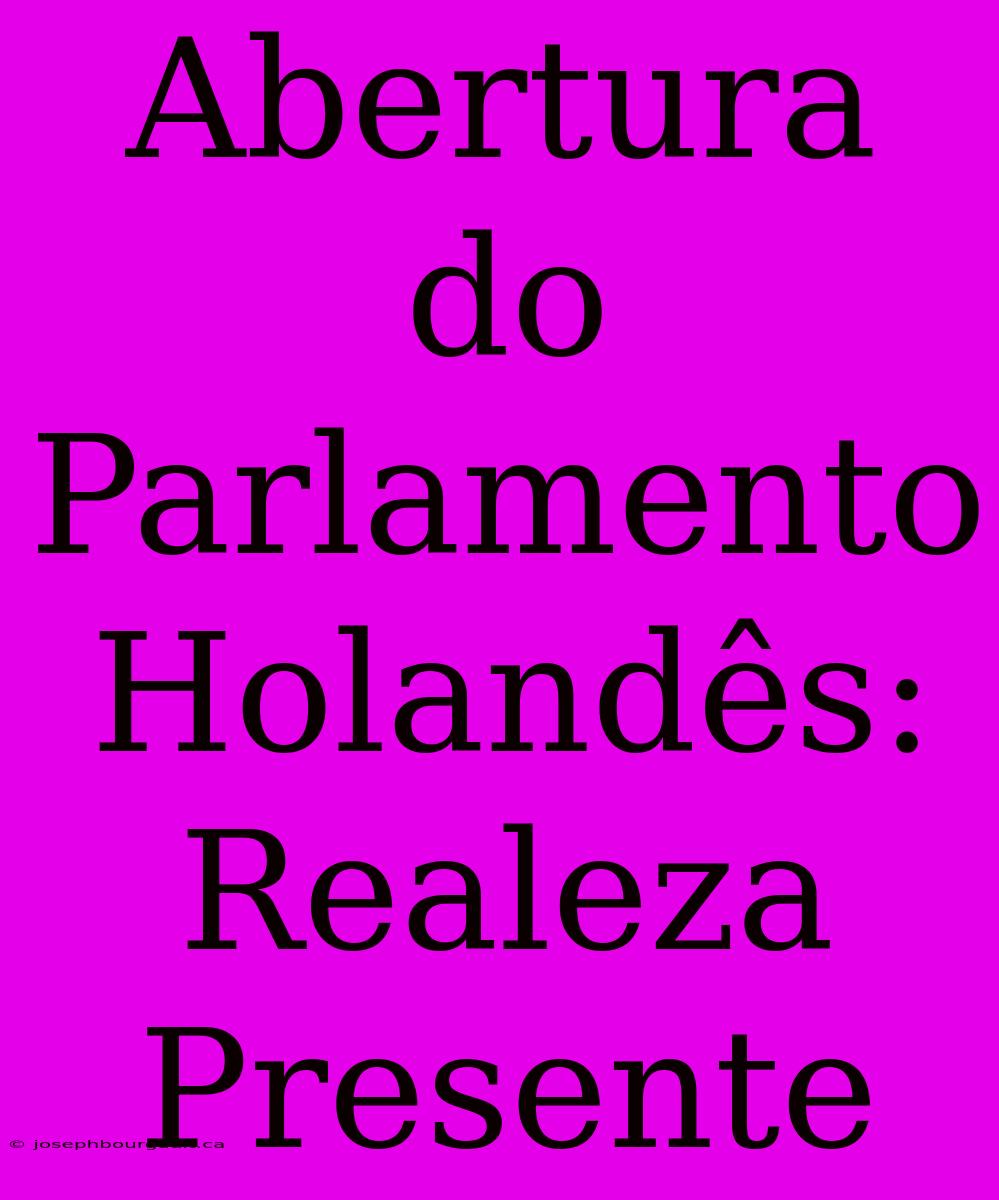 Abertura Do Parlamento Holandês: Realeza Presente