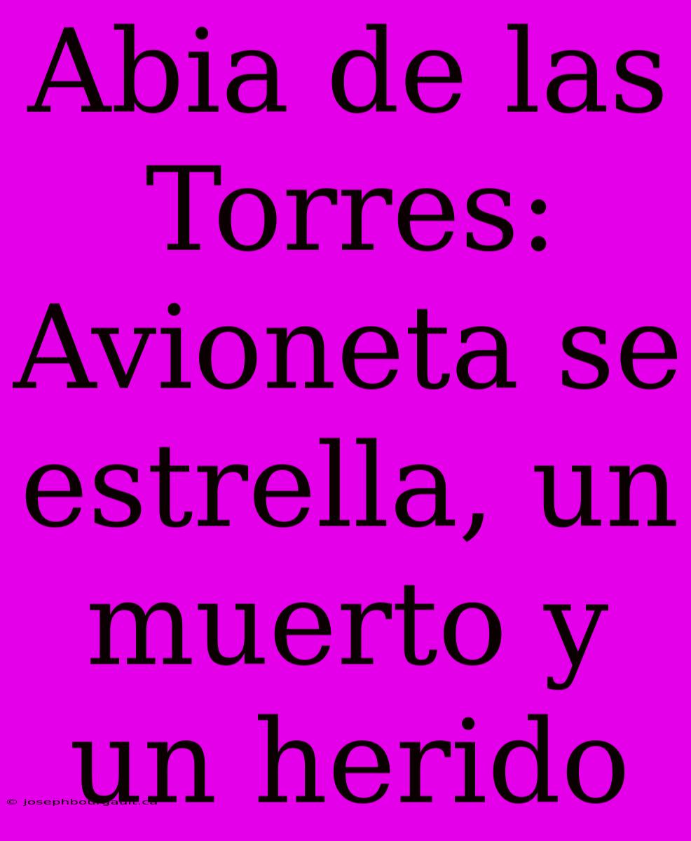 Abia De Las Torres: Avioneta Se Estrella, Un Muerto Y Un Herido