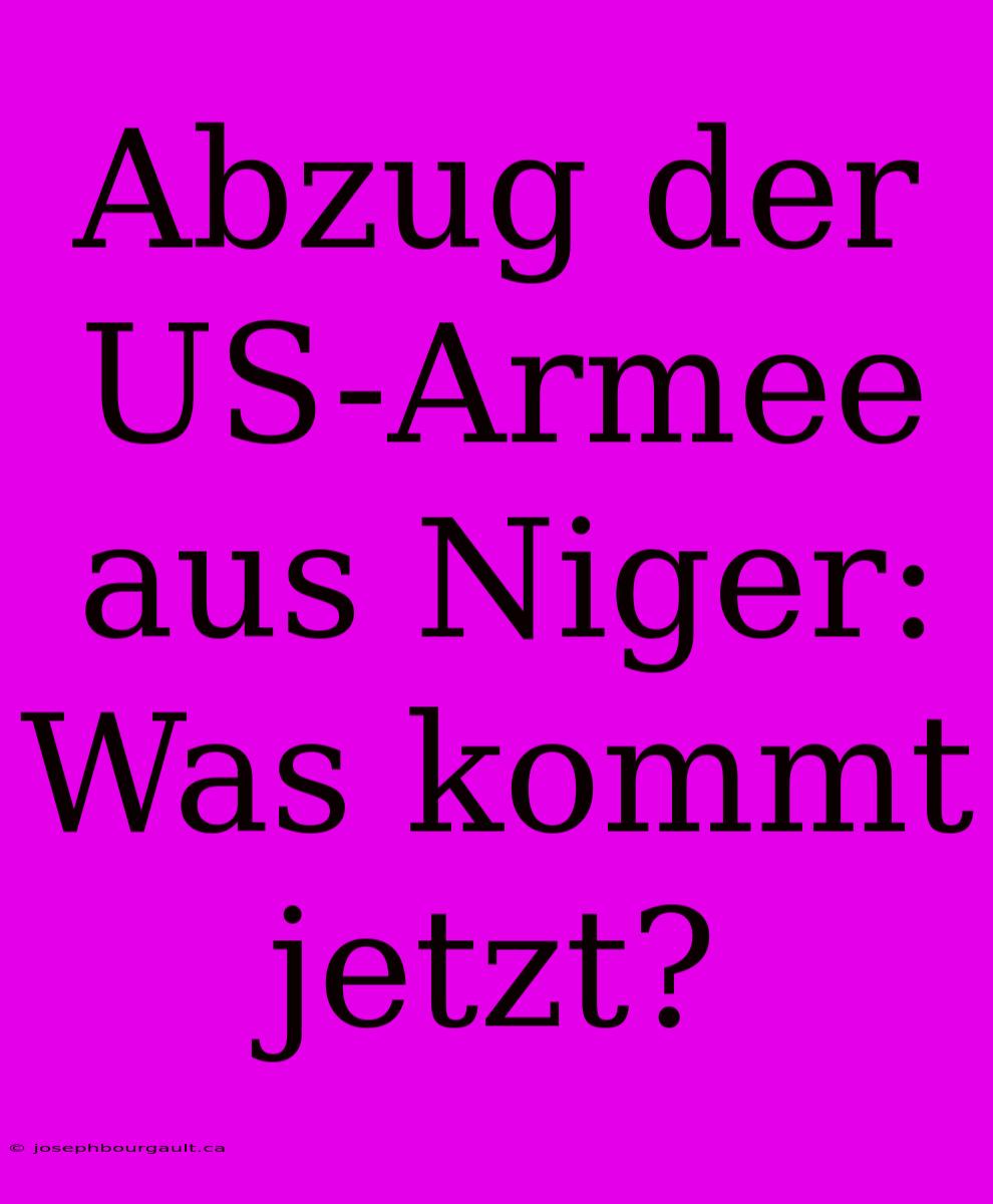 Abzug Der US-Armee Aus Niger: Was Kommt Jetzt?