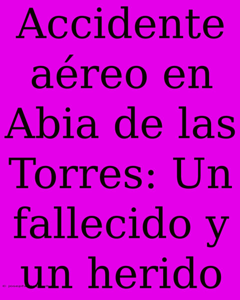 Accidente Aéreo En Abia De Las Torres: Un Fallecido Y Un Herido