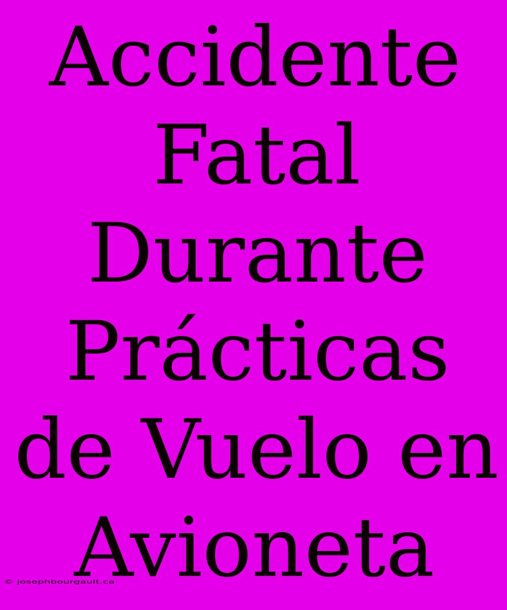 Accidente Fatal Durante Prácticas De Vuelo En Avioneta