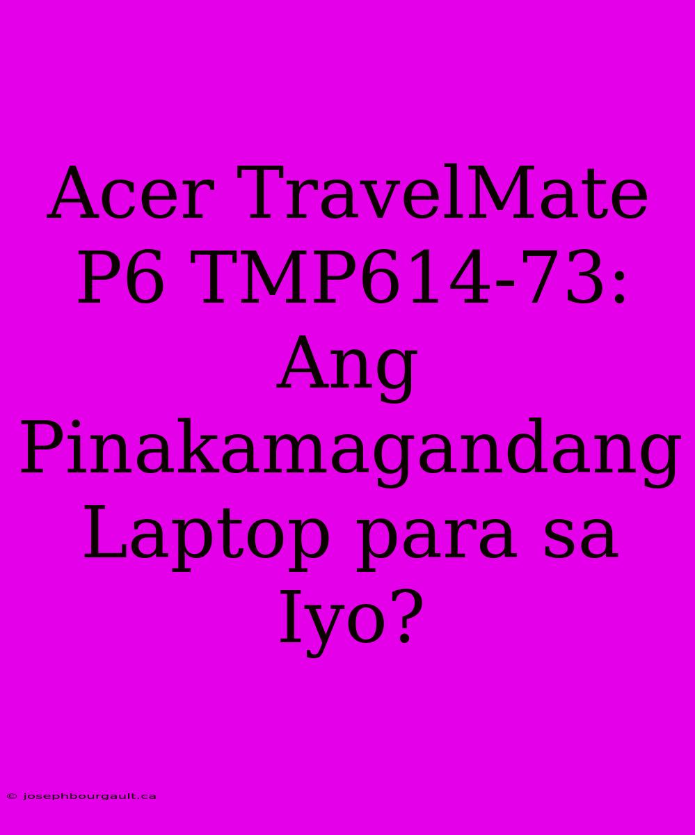 Acer TravelMate P6 TMP614-73: Ang Pinakamagandang Laptop Para Sa Iyo?