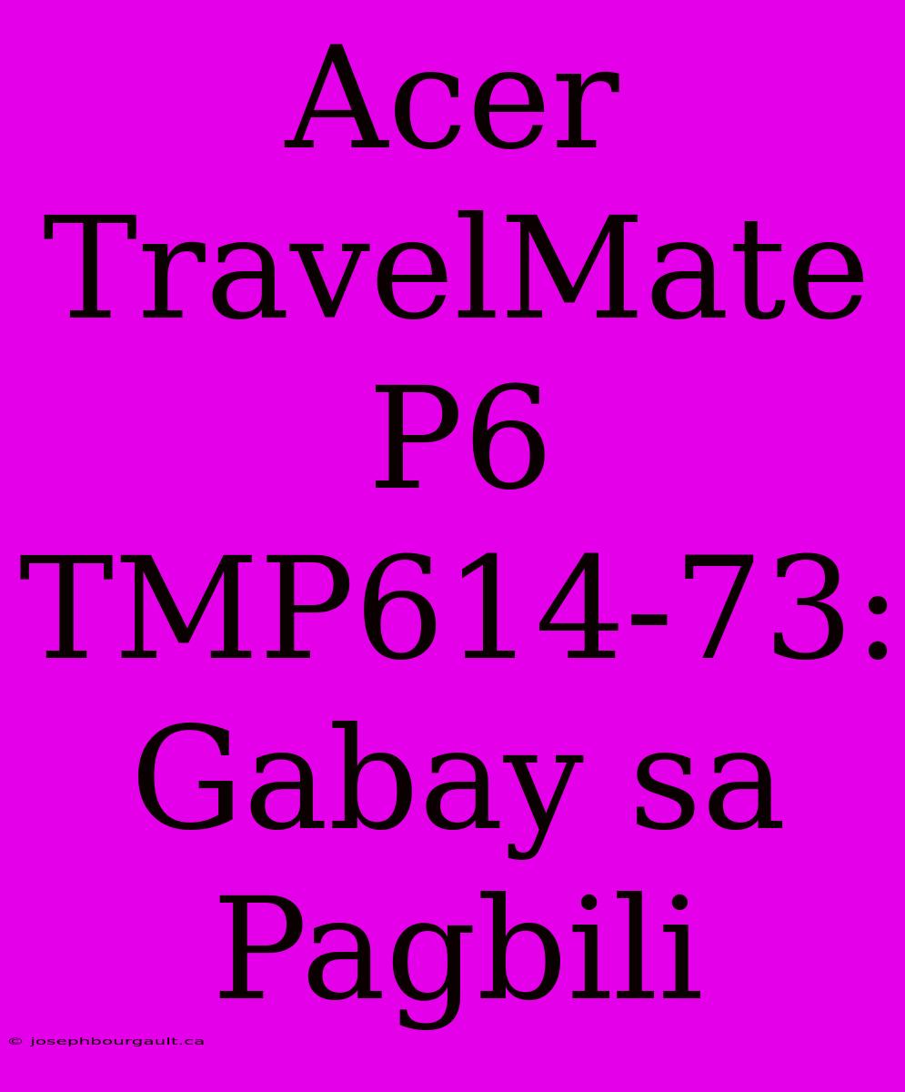 Acer TravelMate P6 TMP614-73:  Gabay Sa Pagbili