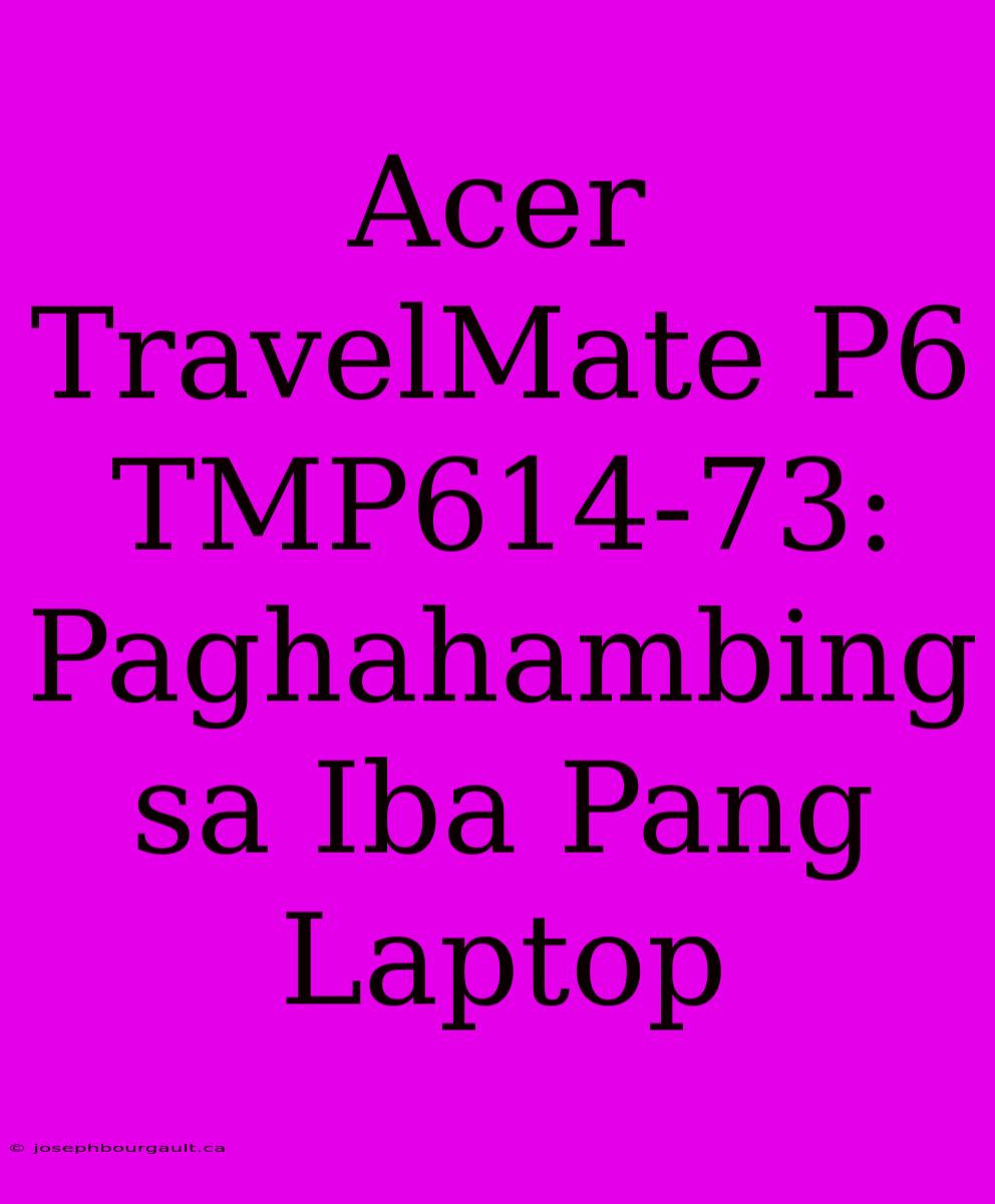 Acer TravelMate P6 TMP614-73:  Paghahambing Sa Iba Pang Laptop