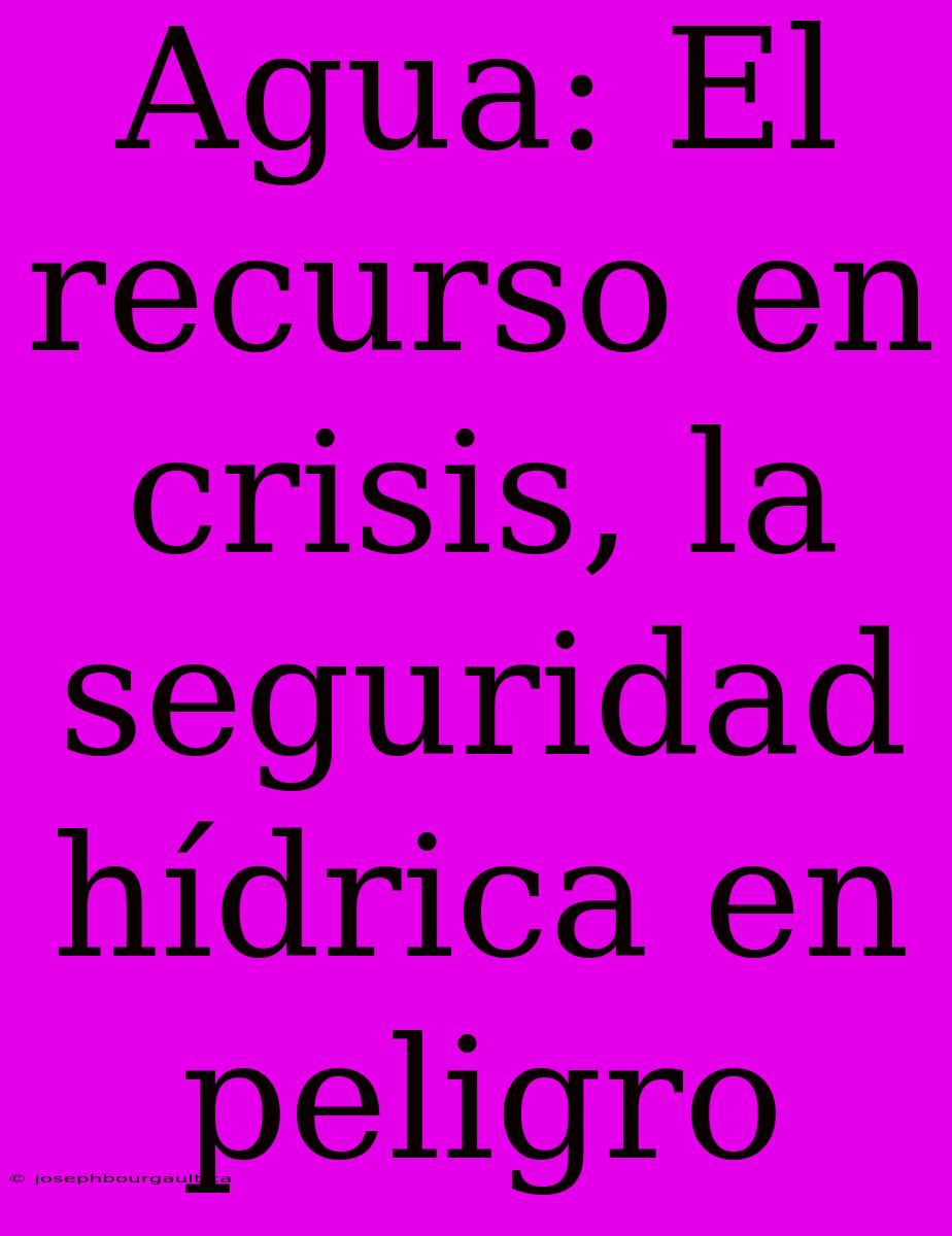 Agua: El Recurso En Crisis, La Seguridad Hídrica En Peligro