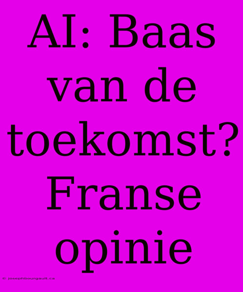 AI: Baas Van De Toekomst? Franse Opinie