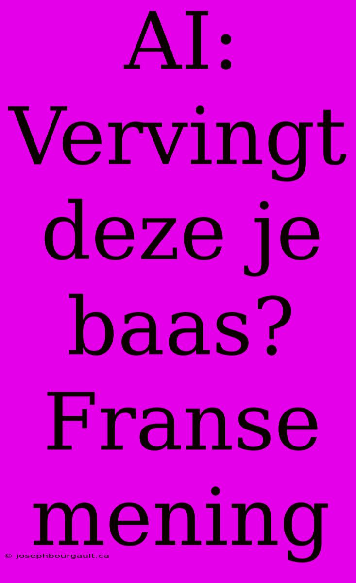 AI: Vervingt Deze Je Baas? Franse Mening