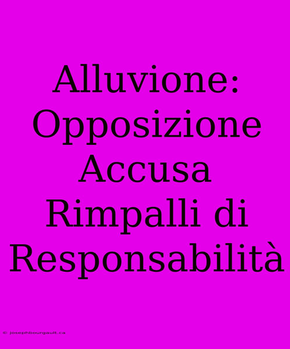 Alluvione: Opposizione Accusa Rimpalli Di Responsabilità