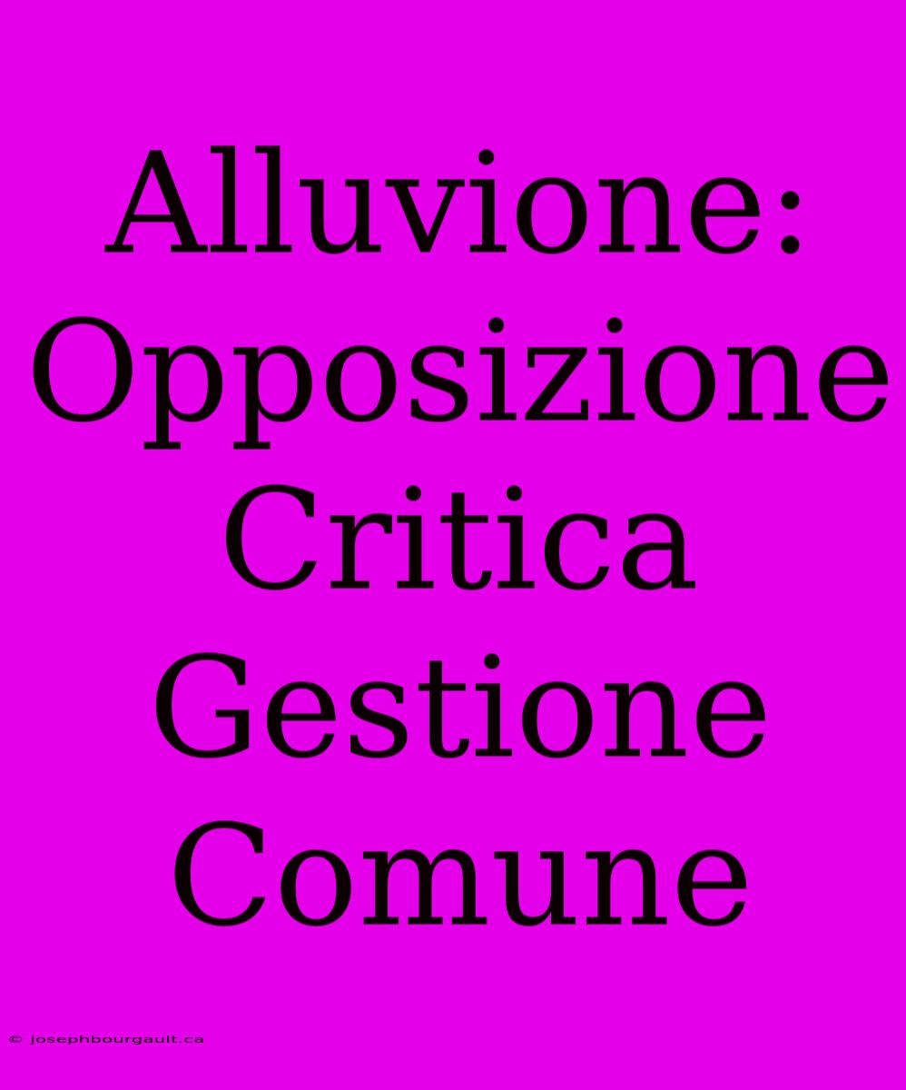 Alluvione: Opposizione Critica Gestione Comune