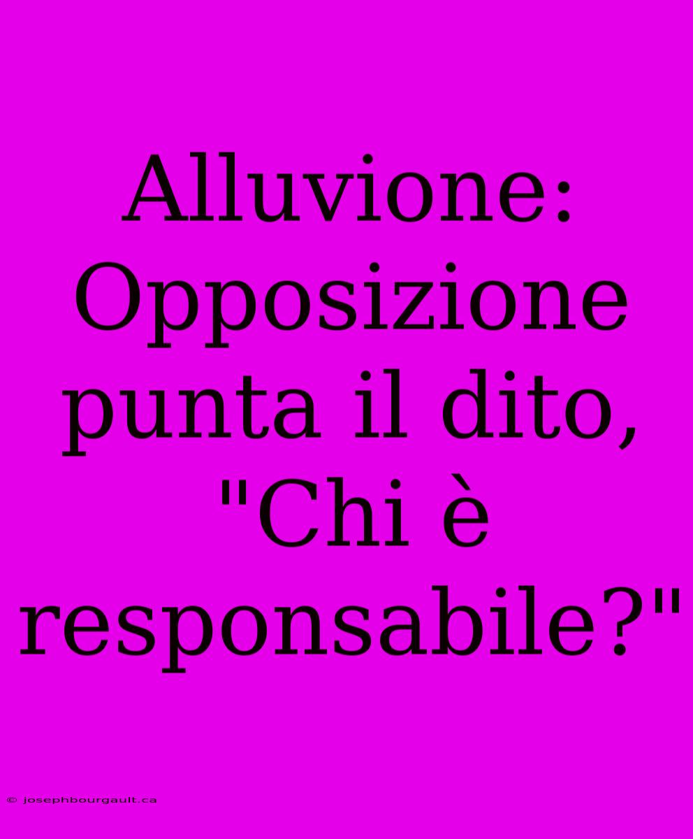 Alluvione: Opposizione Punta Il Dito, 