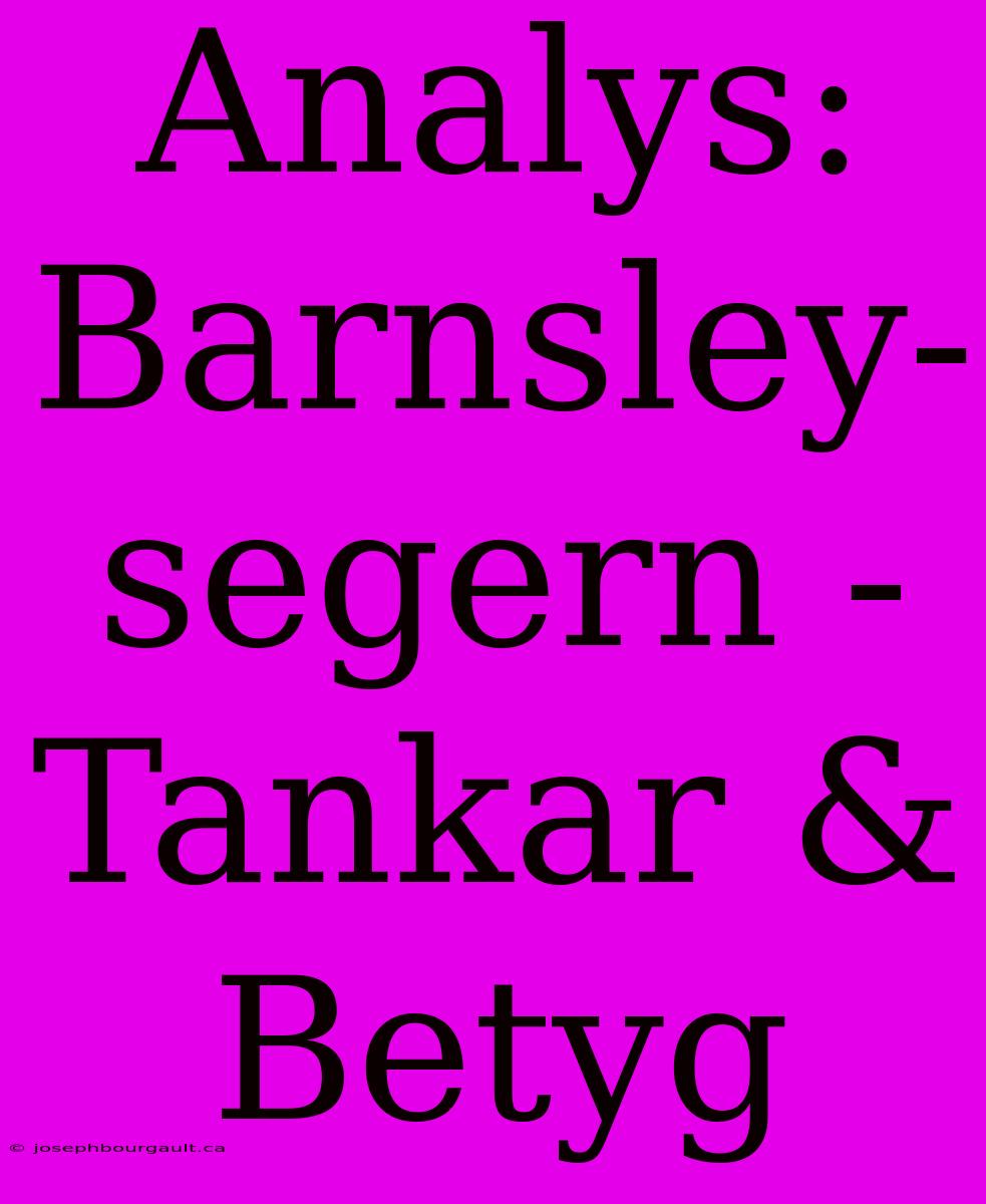 Analys: Barnsley-segern - Tankar & Betyg