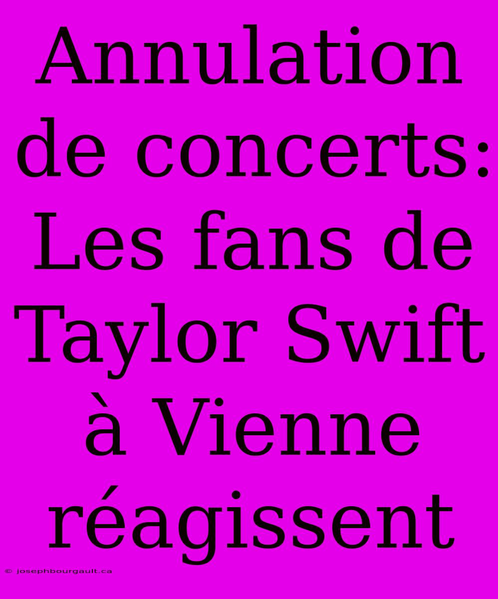 Annulation De Concerts: Les Fans De Taylor Swift À Vienne Réagissent