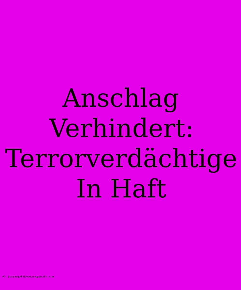 Anschlag Verhindert: Terrorverdächtige In Haft