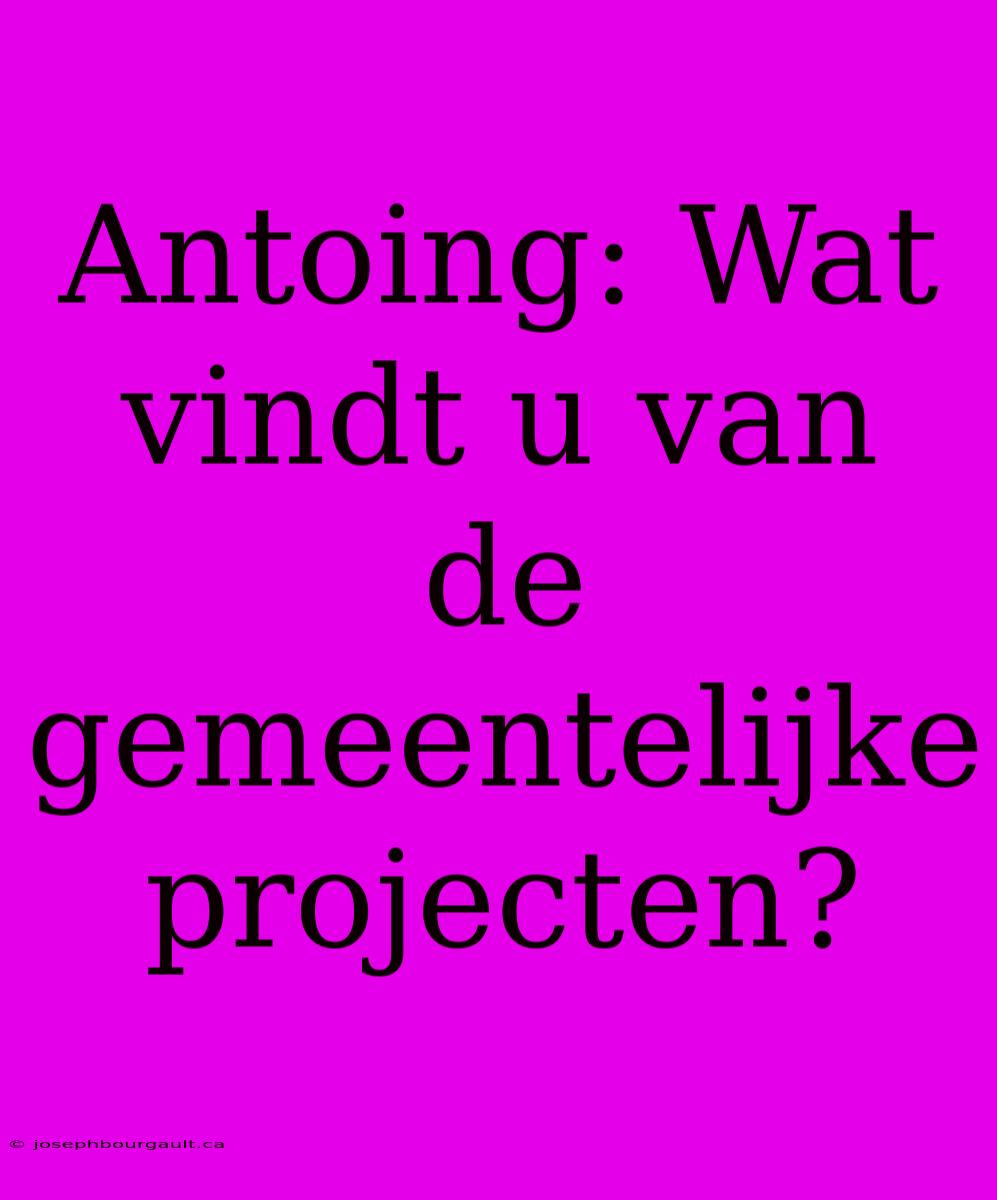 Antoing: Wat Vindt U Van De Gemeentelijke Projecten?