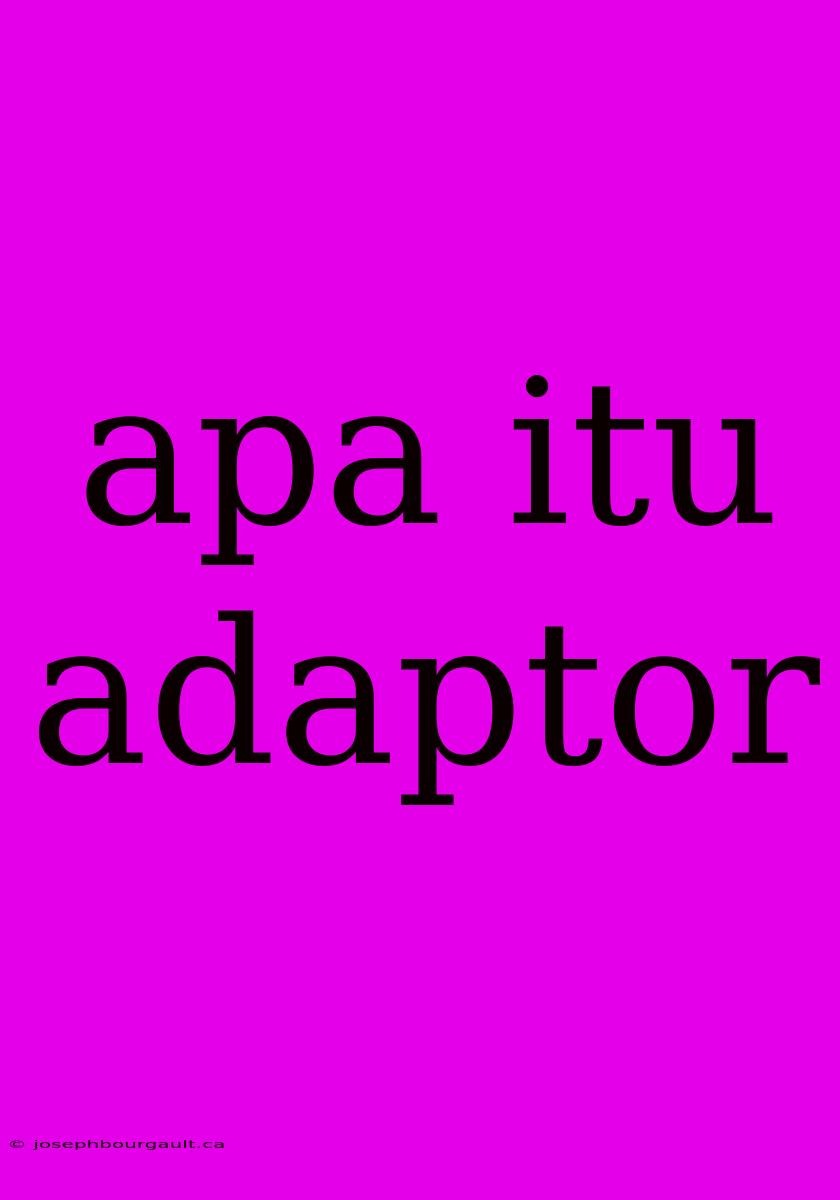 Apa Itu Adaptor