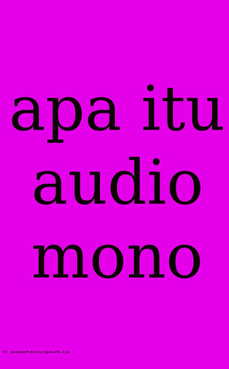 Apa Itu Audio Mono