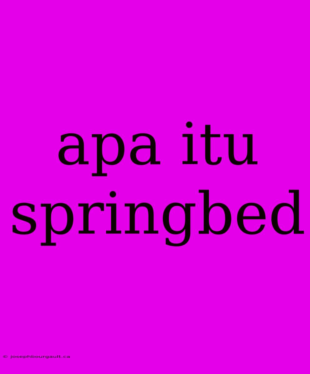 Apa Itu Springbed