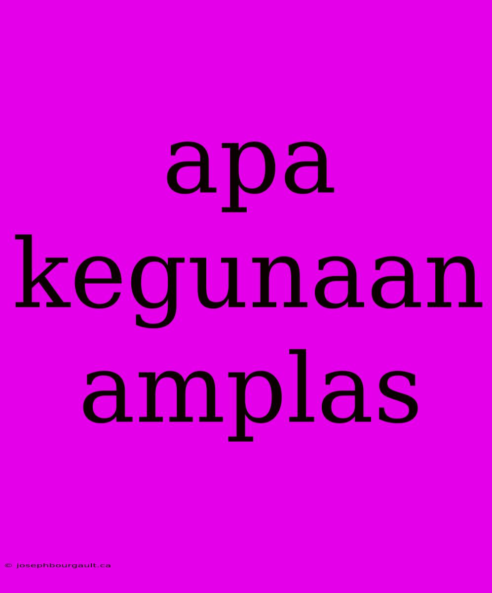 Apa Kegunaan Amplas