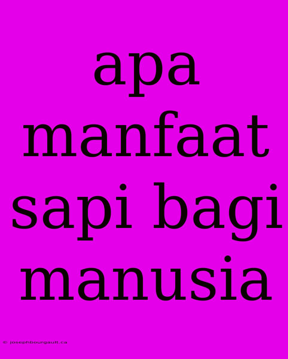 Apa Manfaat Sapi Bagi Manusia