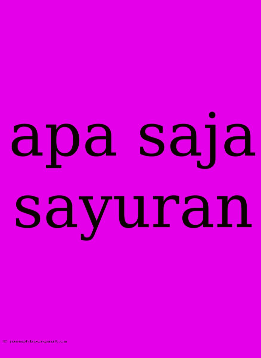 Apa Saja Sayuran