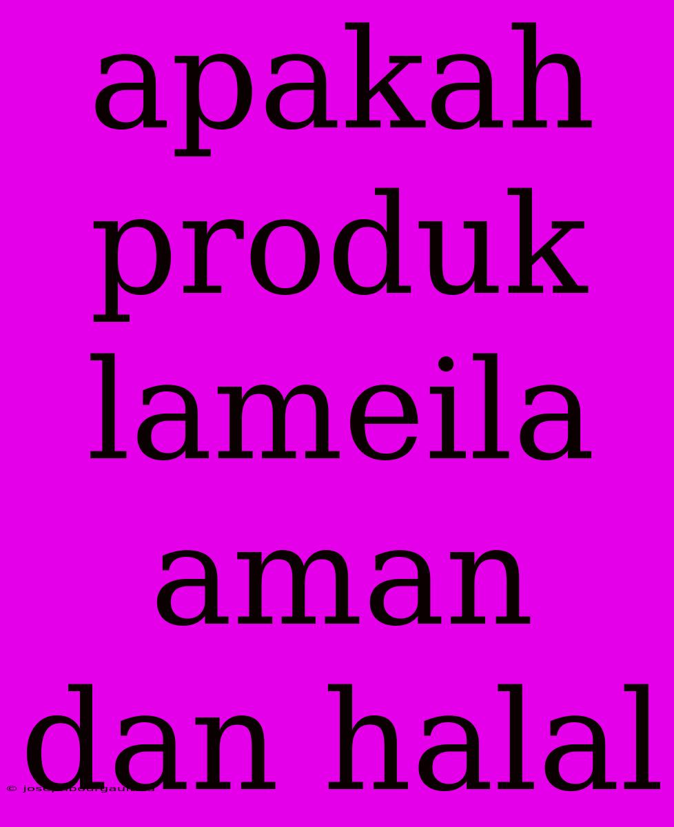 Apakah Produk Lameila Aman Dan Halal