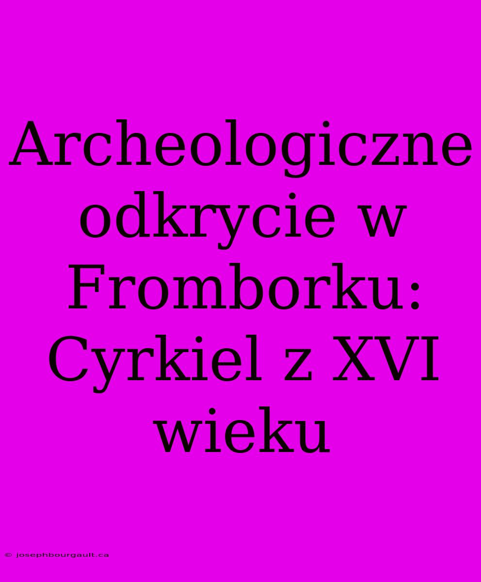 Archeologiczne Odkrycie W Fromborku: Cyrkiel Z XVI Wieku