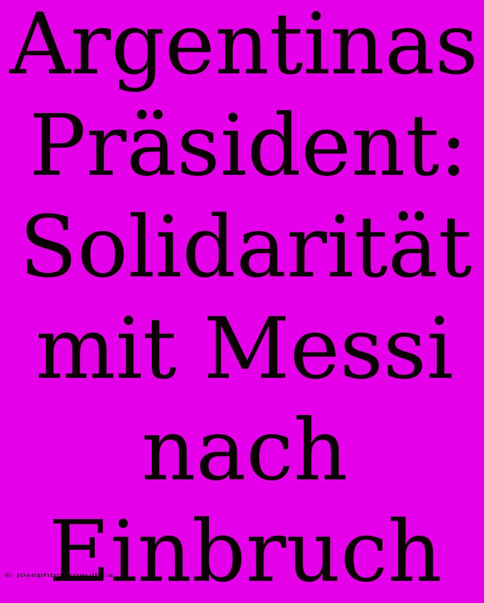 Argentinas Präsident: Solidarität Mit Messi Nach Einbruch