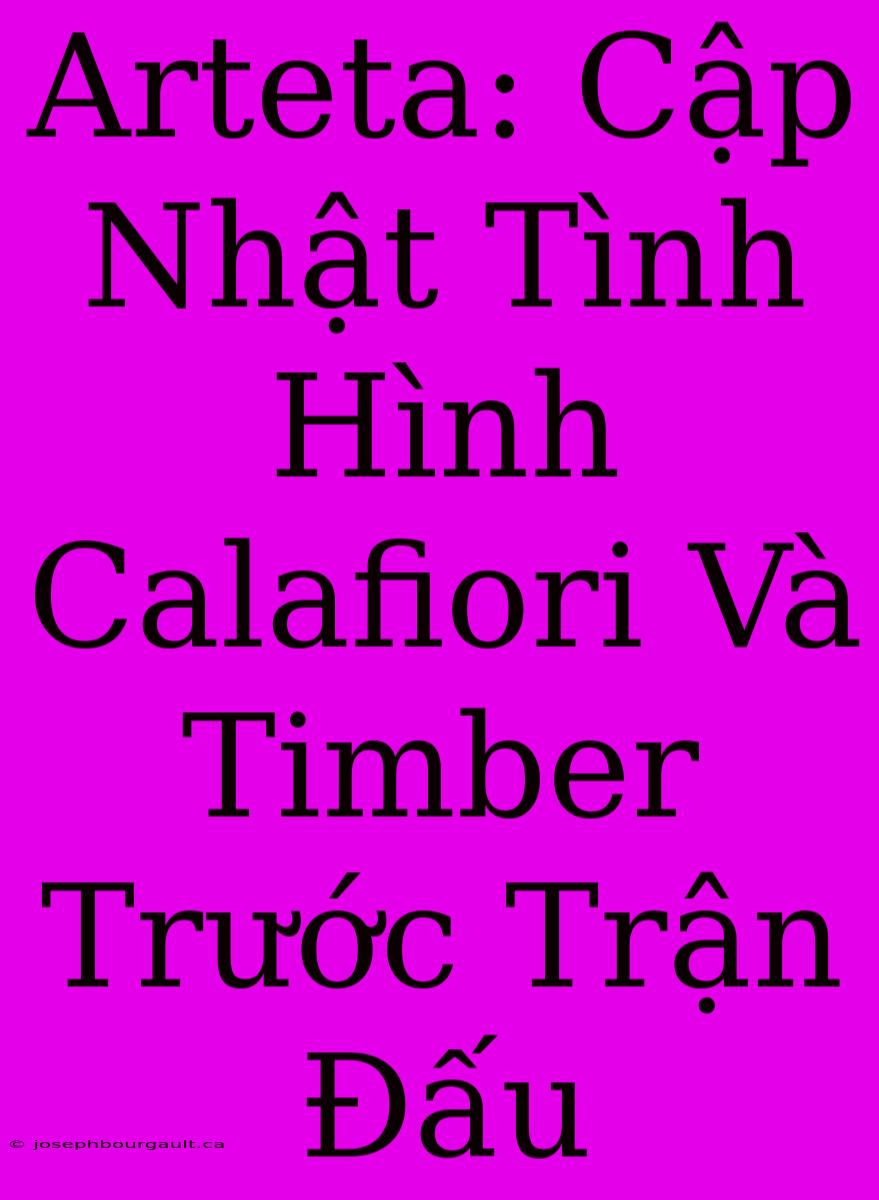 Arteta: Cập Nhật Tình Hình Calafiori Và Timber Trước Trận Đấu