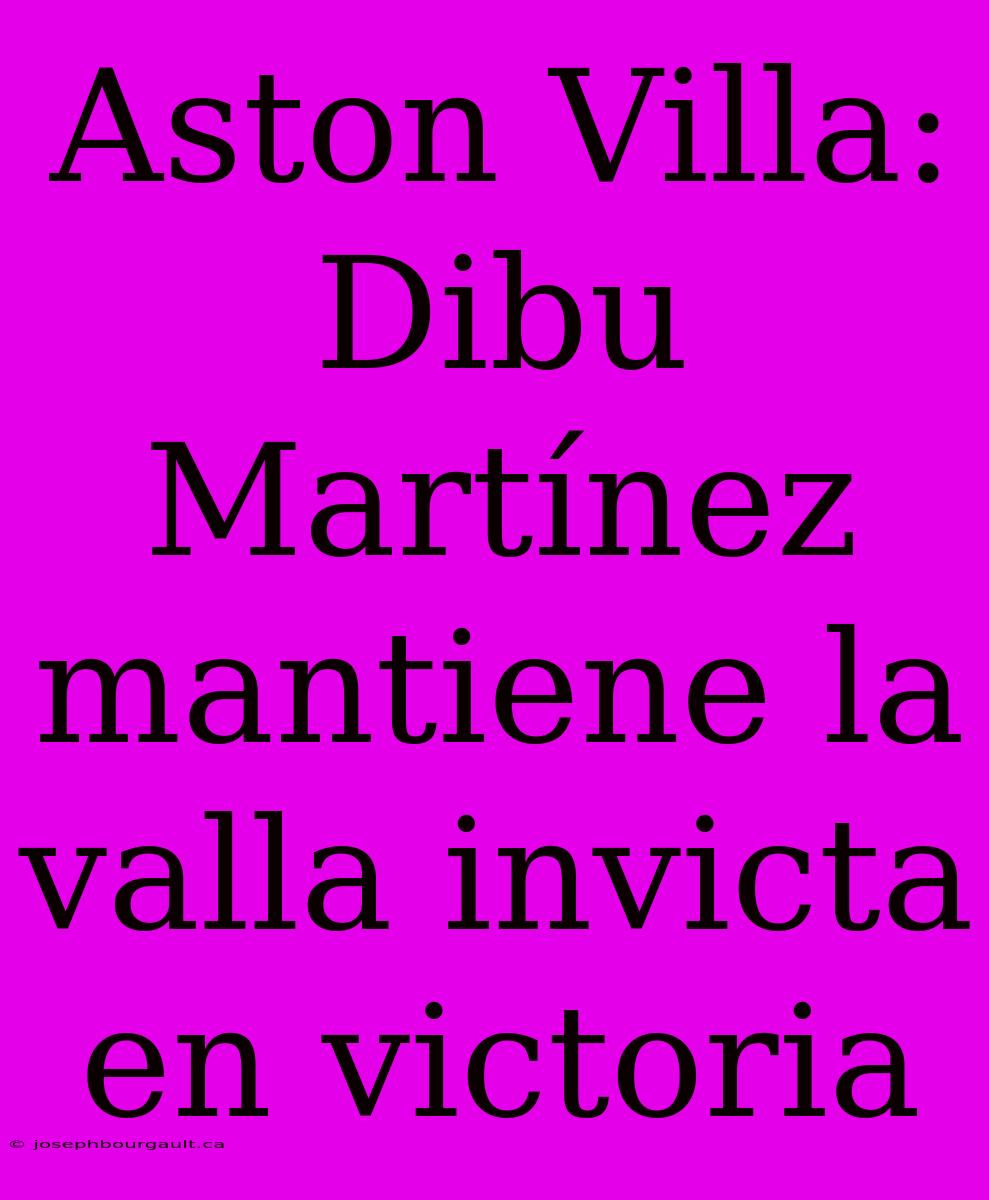 Aston Villa: Dibu Martínez Mantiene La Valla Invicta En Victoria