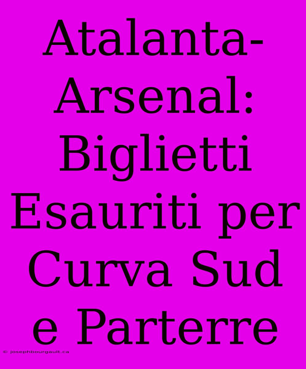 Atalanta-Arsenal: Biglietti Esauriti Per Curva Sud E Parterre