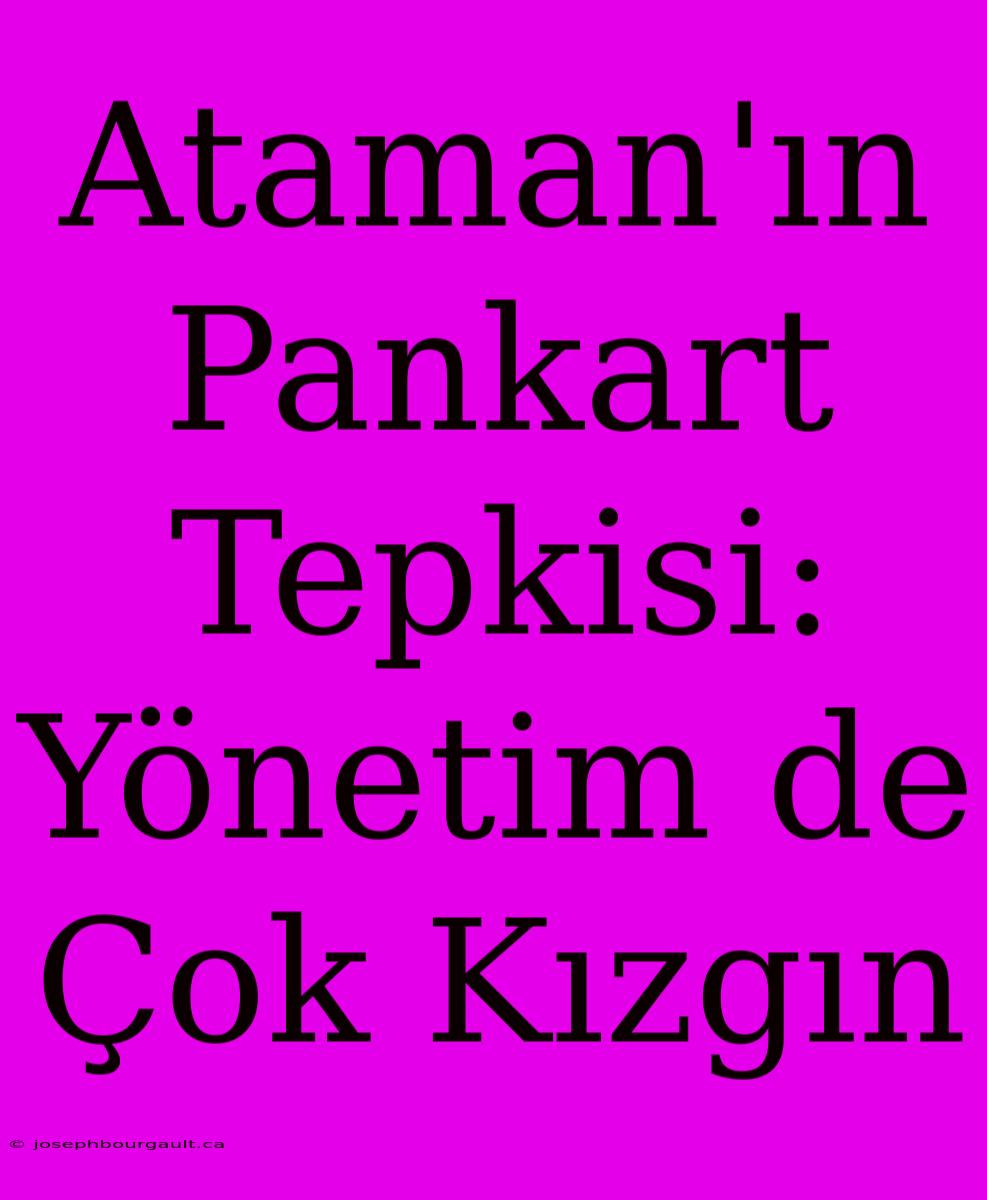 Ataman'ın Pankart Tepkisi: Yönetim De Çok Kızgın