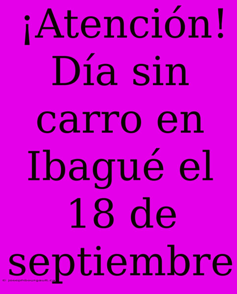 ¡Atención! Día Sin Carro En Ibagué El 18 De Septiembre