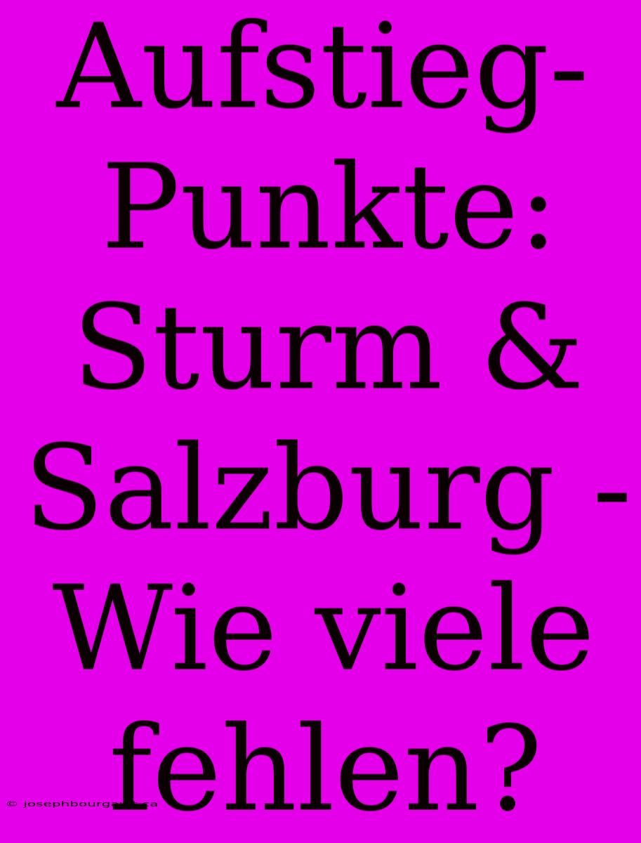 Aufstieg-Punkte: Sturm & Salzburg - Wie Viele Fehlen?