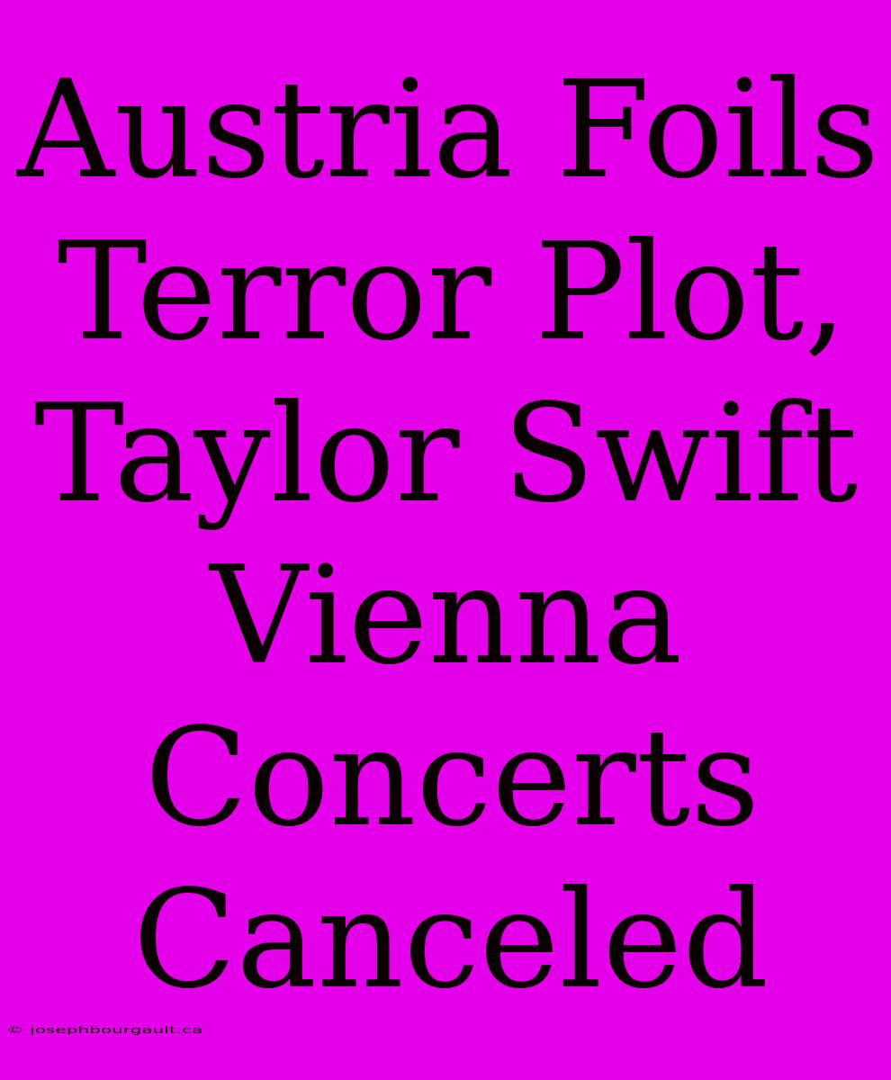 Austria Foils Terror Plot, Taylor Swift Vienna Concerts Canceled