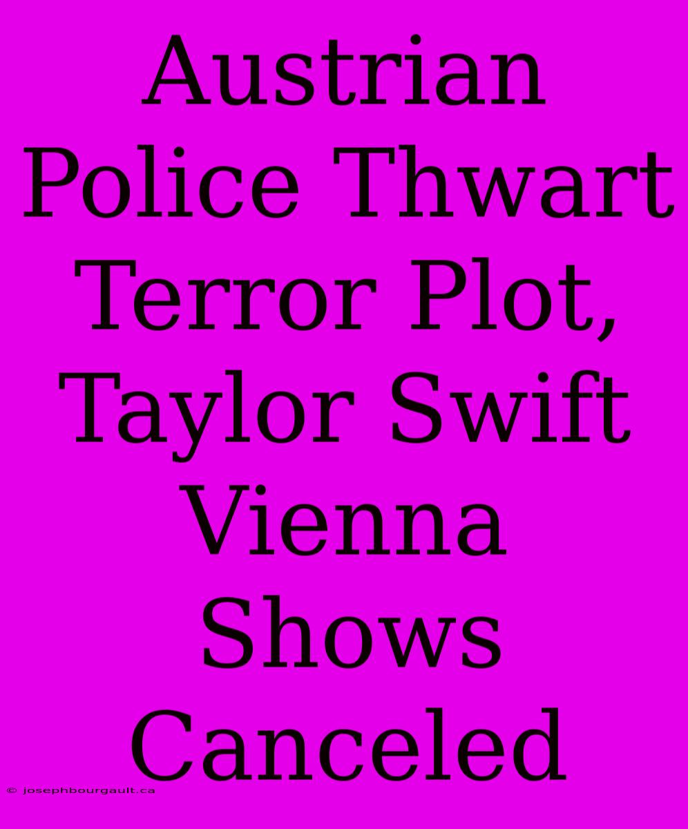 Austrian Police Thwart Terror Plot, Taylor Swift Vienna Shows Canceled