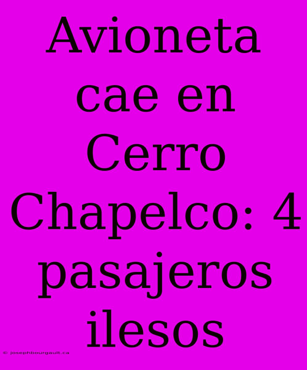 Avioneta Cae En Cerro Chapelco: 4 Pasajeros Ilesos