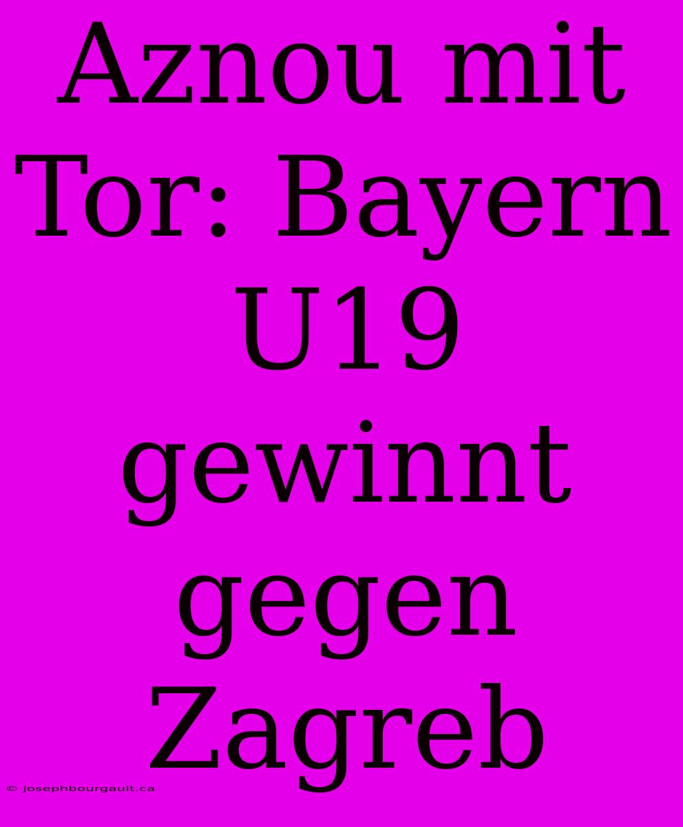 Aznou Mit Tor: Bayern U19 Gewinnt Gegen Zagreb