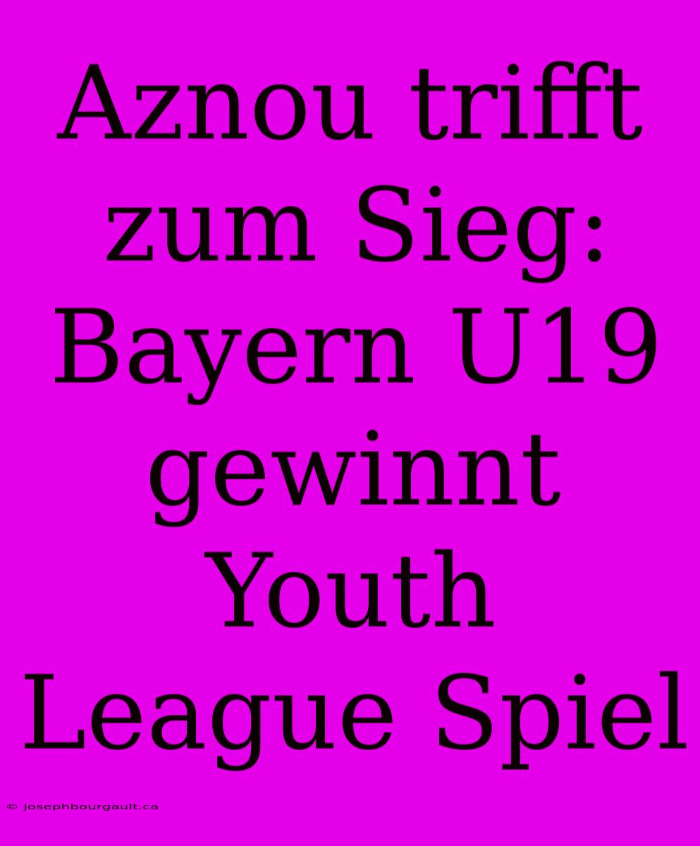 Aznou Trifft Zum Sieg: Bayern U19 Gewinnt Youth League Spiel