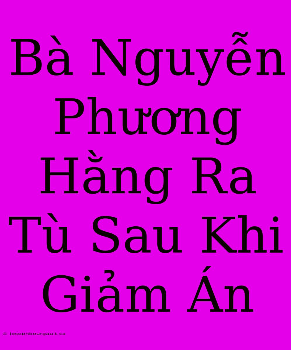 Bà Nguyễn Phương Hằng Ra Tù Sau Khi Giảm Án