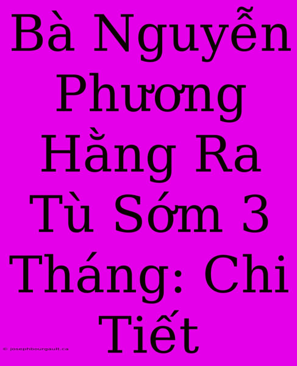 Bà Nguyễn Phương Hằng Ra Tù Sớm 3 Tháng: Chi Tiết