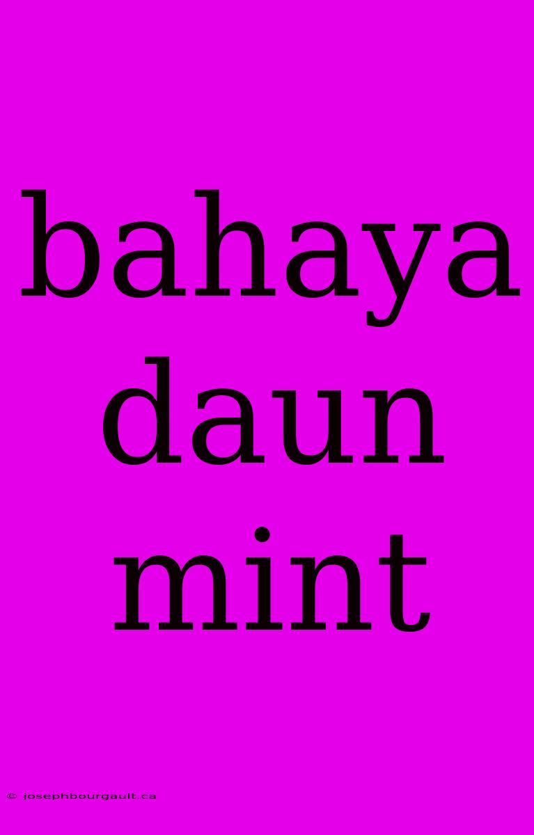 Bahaya Daun Mint