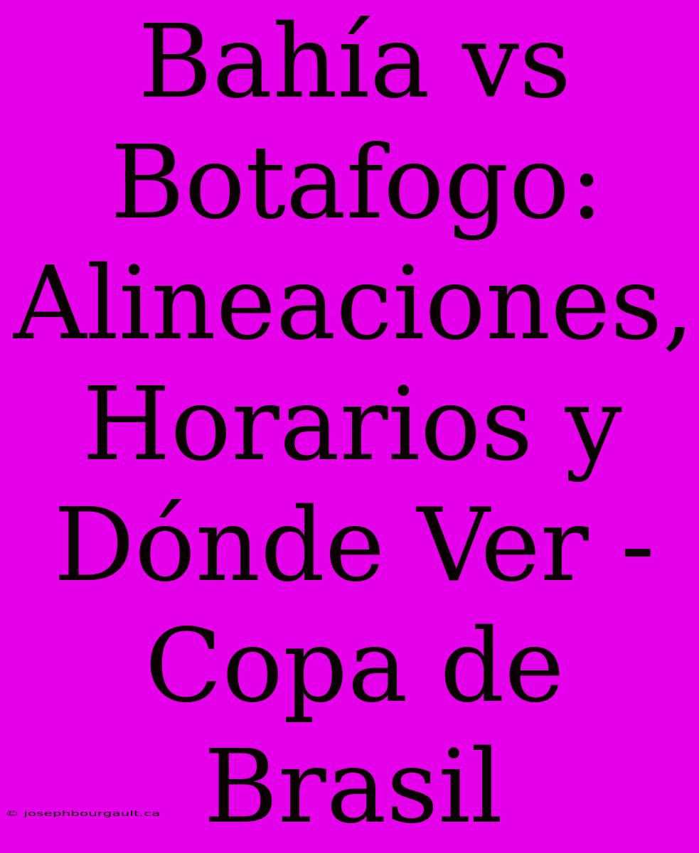 Bahía Vs Botafogo: Alineaciones, Horarios Y Dónde Ver - Copa De Brasil