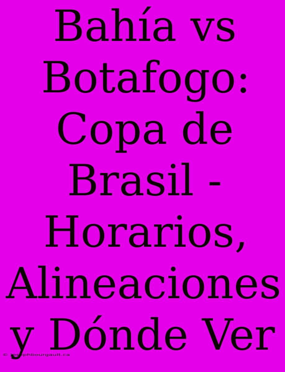 Bahía Vs Botafogo: Copa De Brasil - Horarios, Alineaciones Y Dónde Ver