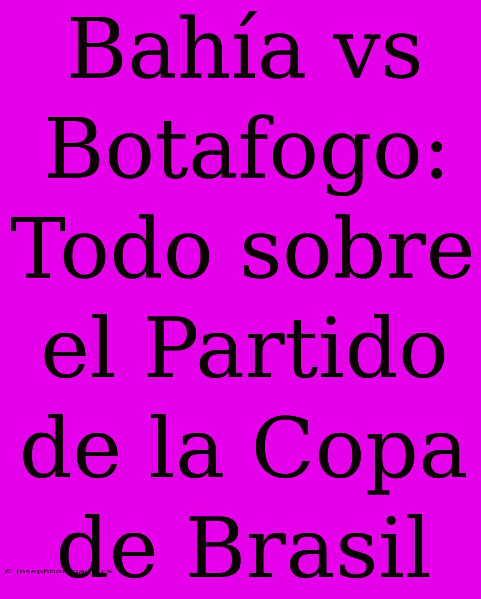 Bahía Vs Botafogo: Todo Sobre El Partido De La Copa De Brasil