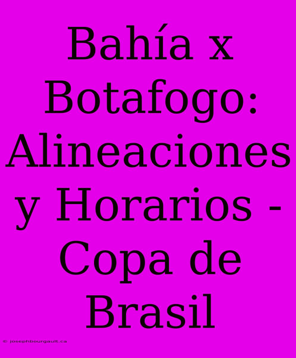 Bahía X Botafogo: Alineaciones Y Horarios - Copa De Brasil