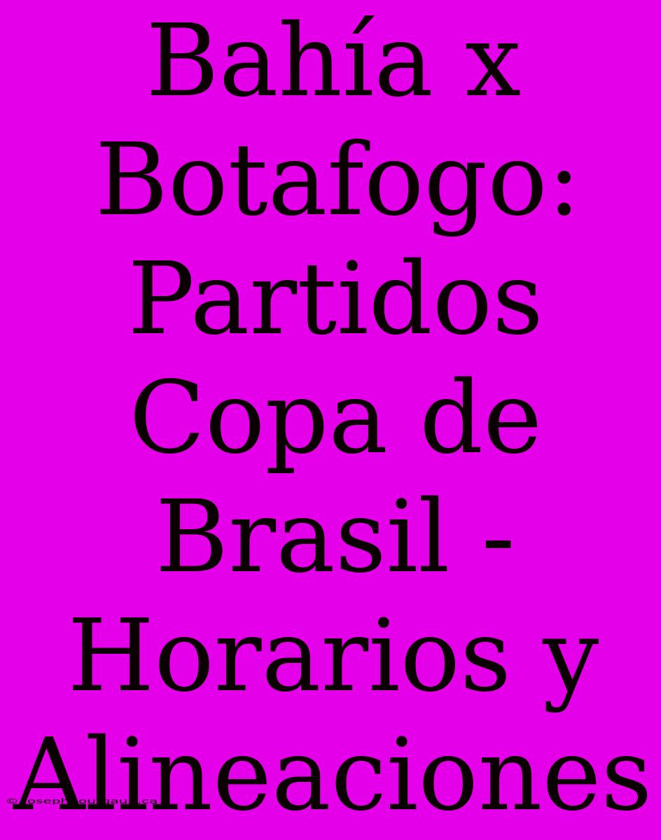 Bahía X Botafogo: Partidos Copa De Brasil - Horarios Y Alineaciones