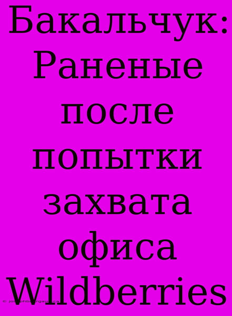 Бакальчук: Раненые После Попытки Захвата Офиса Wildberries